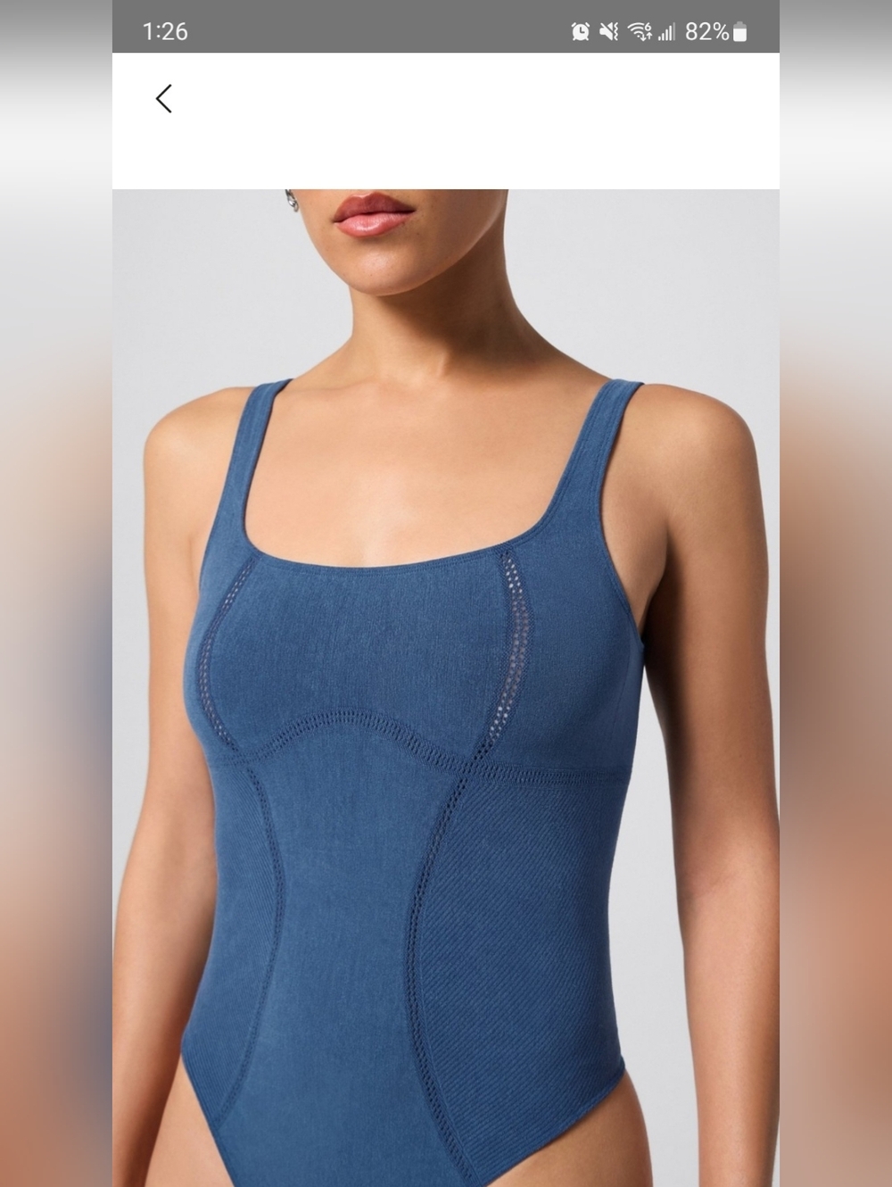 Fabletics LUXE 360 Sleek Square-Neck Ribbed Tank Top in Denim Blue